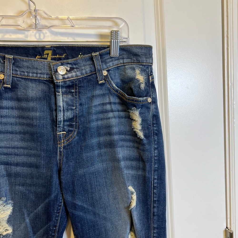 7 For All Mankind Women Josefina Jeans Distressed Boyfriend Blue 31 - Picture 4 of 16